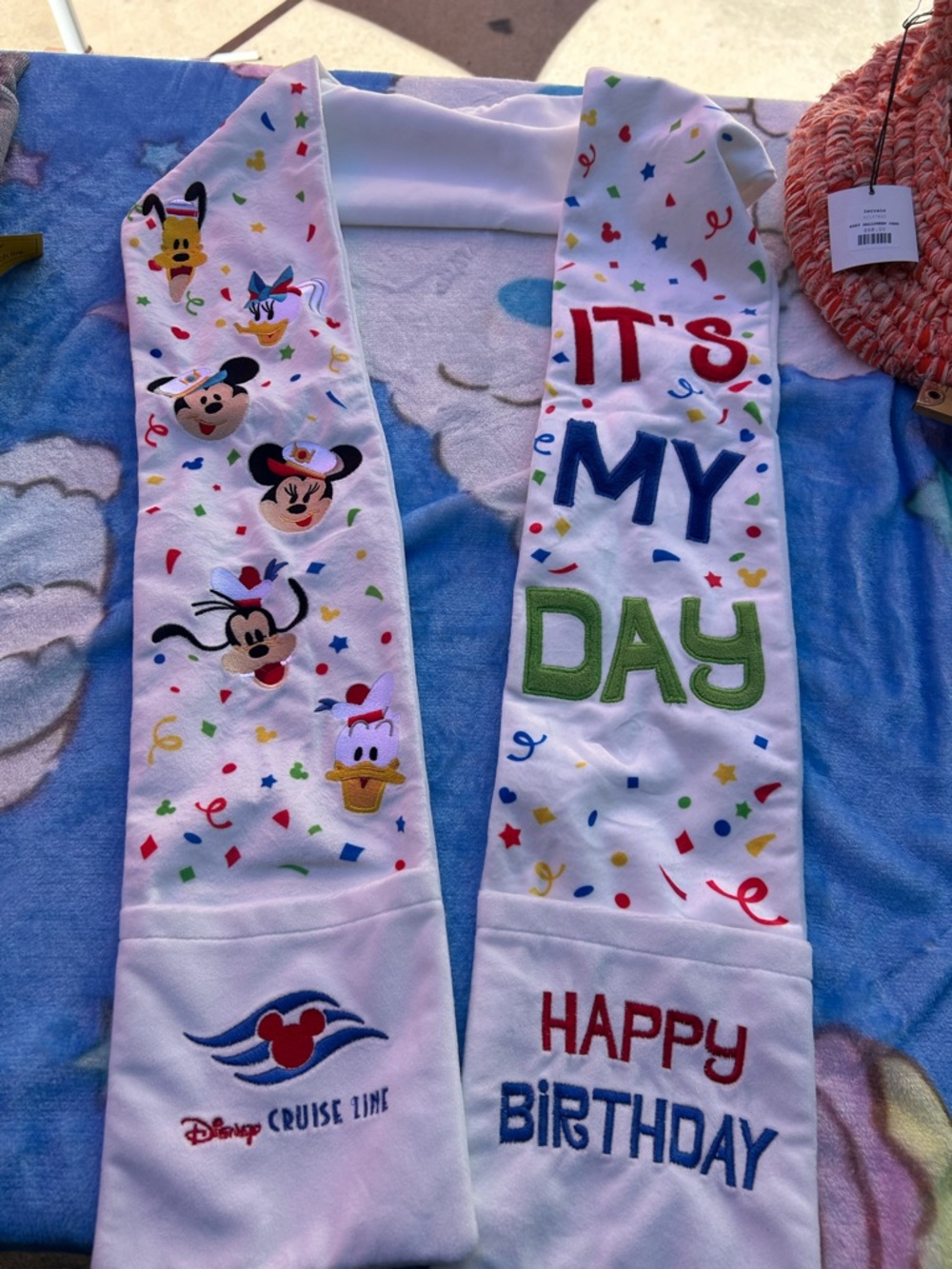 Disney Cruise Line White 'It's My Day' Birthday Sash - Kids Celebratory Scarf